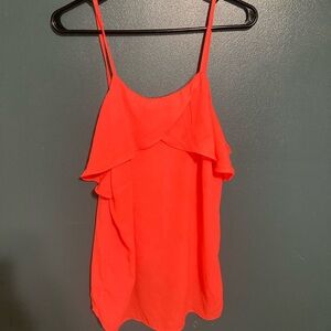 Elegant Vibrant Coral Ruffle Women's Top